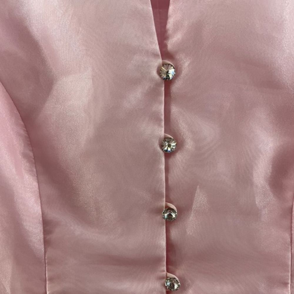 Alex Evenings Blouse Womens Medium‎ Pink Excellent Shimmer Sheer Sleeve Formal - Picture 4 of 8